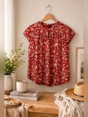 PaperMoon | Large | Short Sleeve Top | Cinnabar Color NWOT